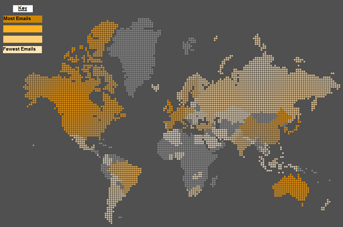 world chart of Addgene's per country communication